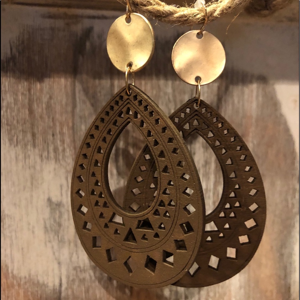 wooden statement earrings